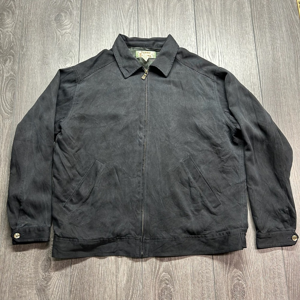 Tommy Bahama Mens Black 100% Silk Full Zip Jacket Size Medium